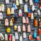USA, New Jersey. Fishing floats as wall decorations. Art Print